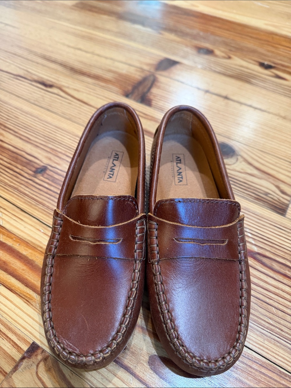 Kids Brown Leather Penny Loafers -